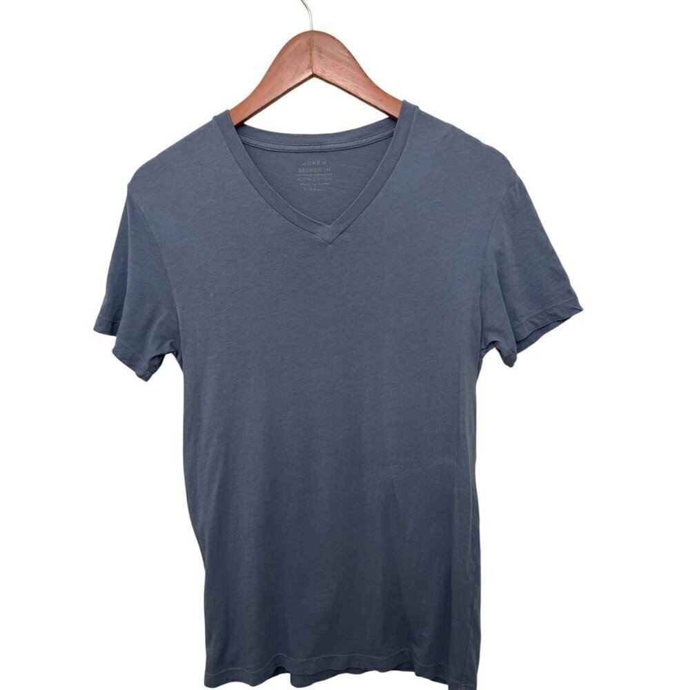 J.Crew Brokei-In Cotton V-neck Tee Gray Washed Blue T-Shirt Size XSmall